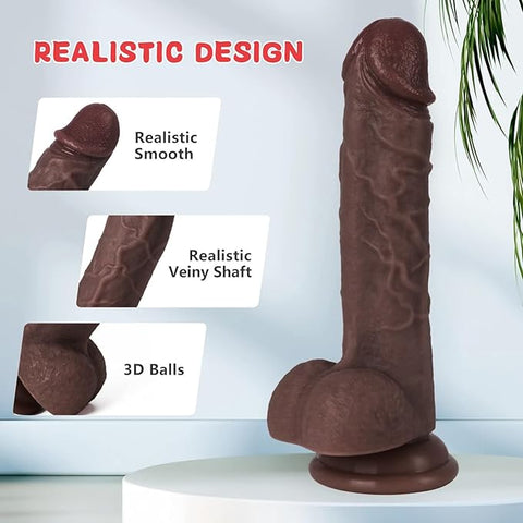 Kstert Realistic Dildo – 7.8" Liquid Silicone Toy with Strong Suction Cup, Lifelike Veiny Texture & Resilient Firmness, Hands-Free G Spot Focused Design for Women & Beginners (Brown)
