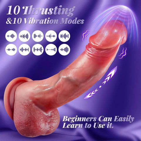 Sex Toy Thrusting Dildo Vibrator 🍆✨，Suction Cup Dildo Penis With 10 Thrusting 🔥 & 5 Vibrating Modes ⚡ For G Spot 🎯 Vagina 💦 Anal 🍑 Sex Stimulation，Soft Silicone... In Stock
