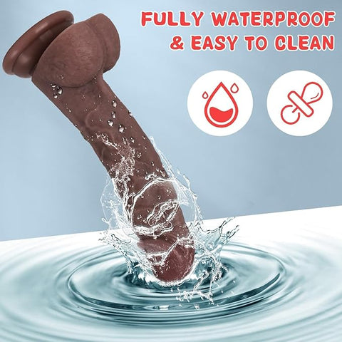 Kstert Realistic Dildo – 7.8" Liquid Silicone Toy with Strong Suction Cup, Lifelike Veiny Texture & Resilient Firmness, Hands-Free G Spot Focused Design for Women & Beginners (Brown)