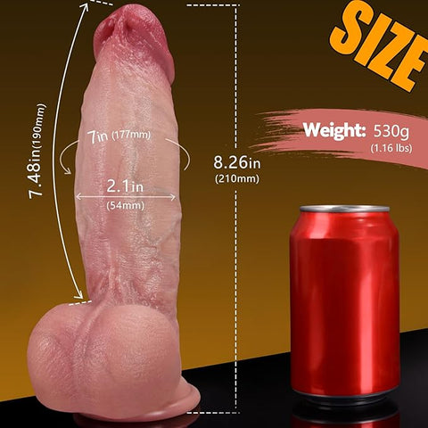7 Inch Girth Huge Thick Dildo, Dual Density Silicone Dildos with Strong Suction Cup, G-spot Realistic Dildo Anal Sex Toys for Men and Women